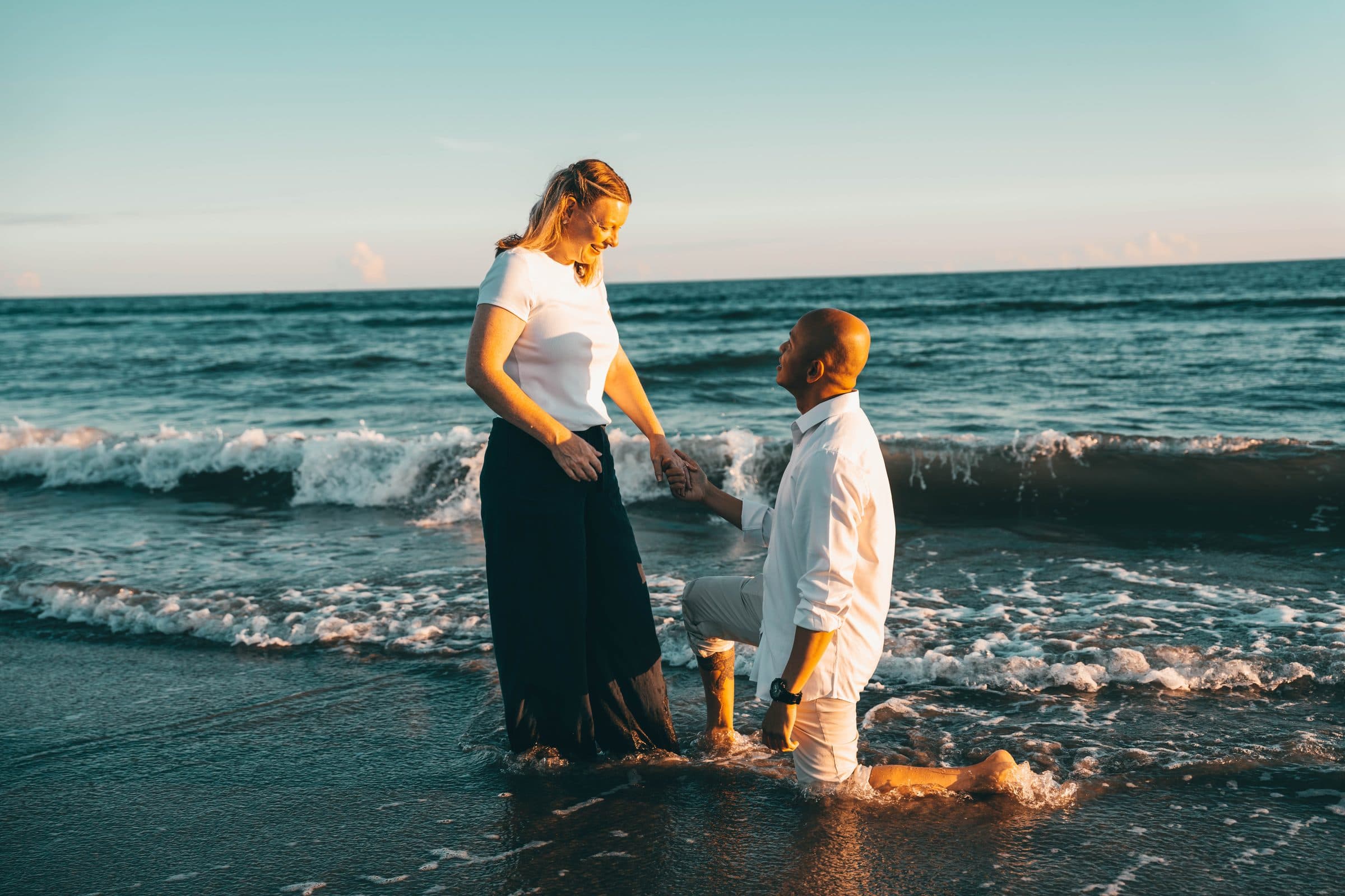 Surprise proposal in the ocean waves